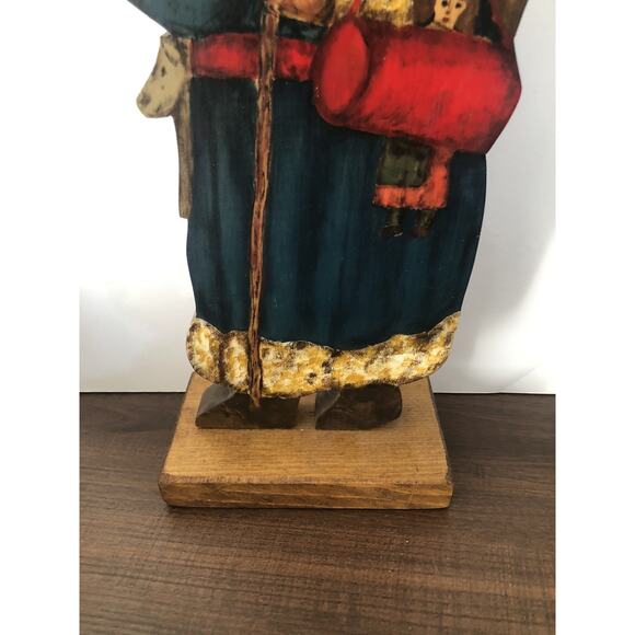 Signed & Numbered Santa Claus Hand painted Wood Folk Art Primitive Christmas VTG - Picture 3 of 6